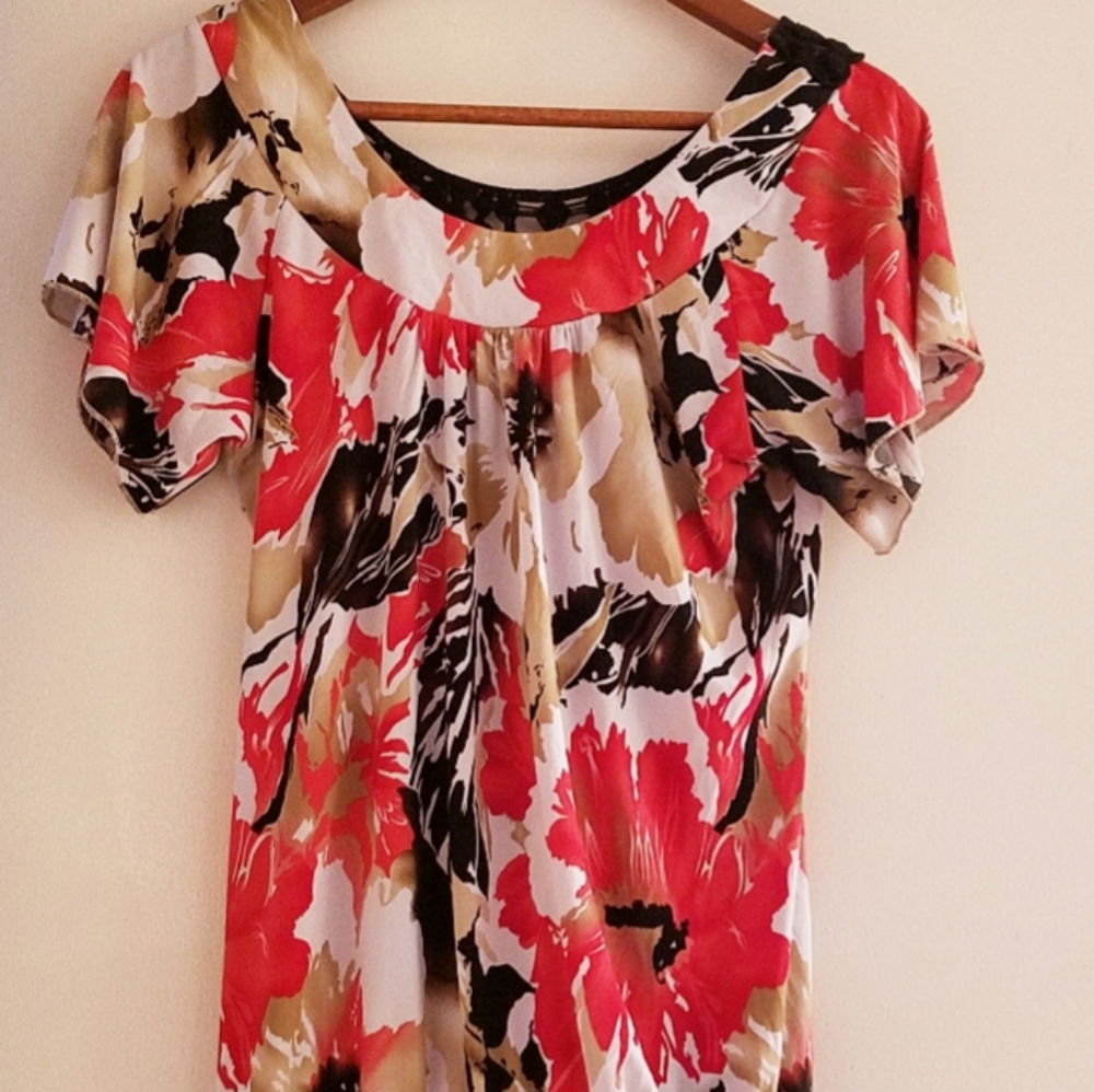 Susan Lawrence blouse with black cotton v back